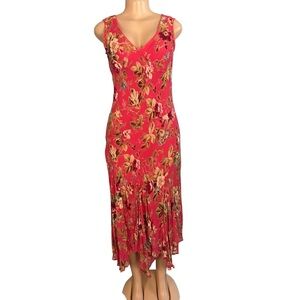 Majick Floral Vintage Beaded Sleeveless handkerchief Pink Dress